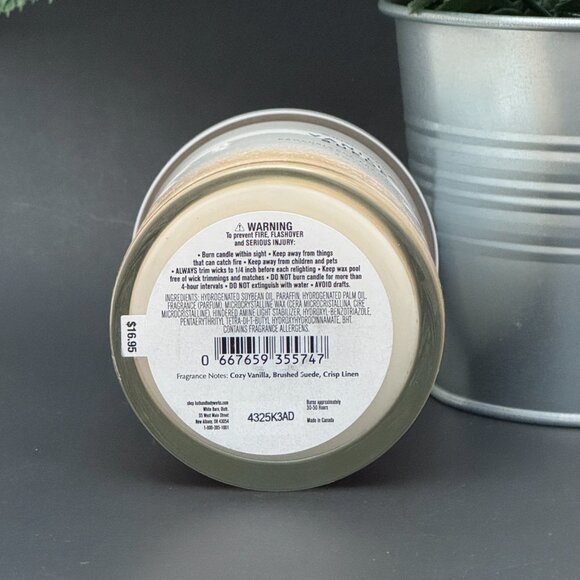 BBW Vanilla Suede White Barn Bath & Body Works Single Wick Candle - Picture 9 of 10